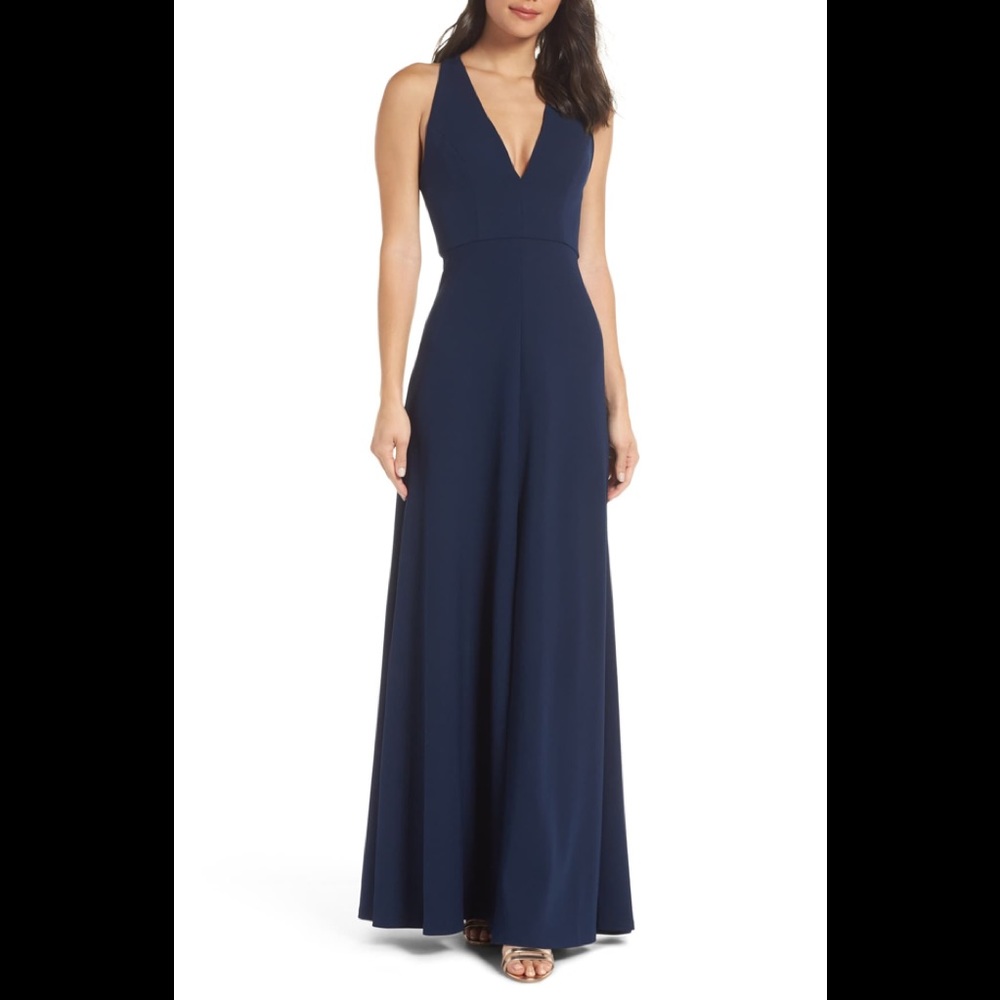 Jenny Yoo Margot crepe v-neck gown